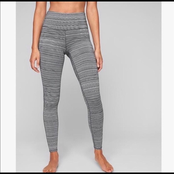 Athleta Grey Striped Leggings - Picture 1 of 3